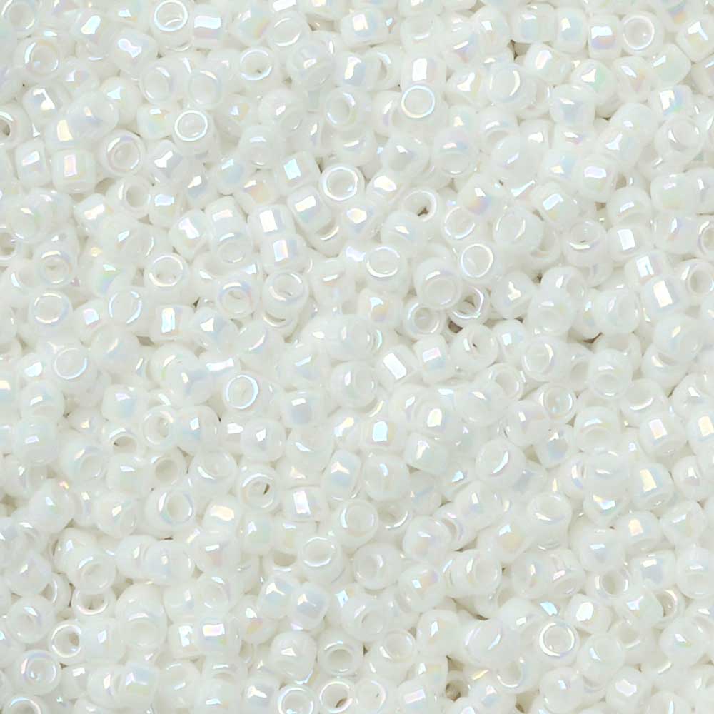 Toho Seed Beads, Round 15/0 #401 'Opaque Rainbow White' (8 Grams)