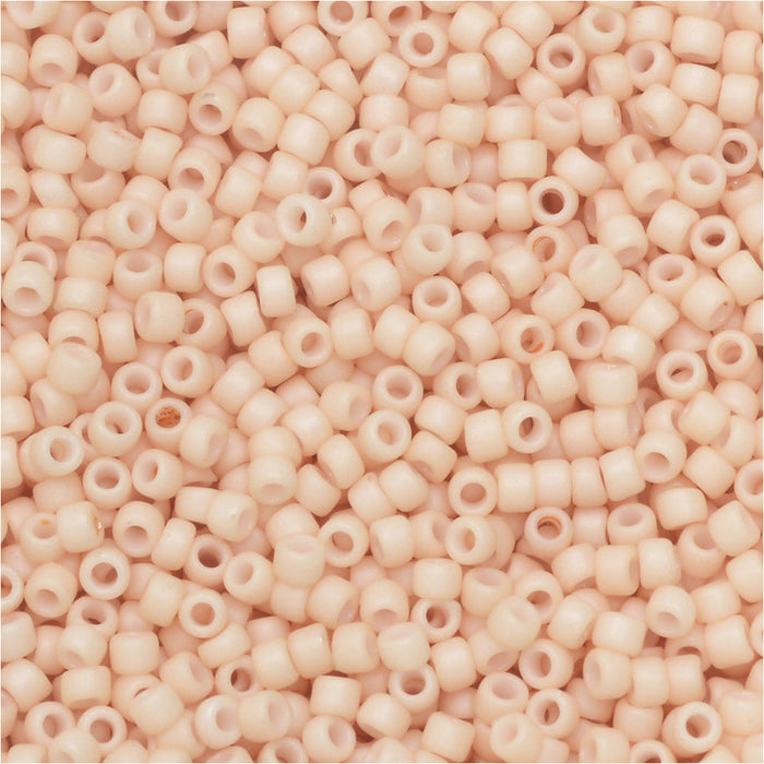 Toho Seed Beads, Round 15/0 #763 'Opaque Pastel Frosted Apricot' (8 Grams)