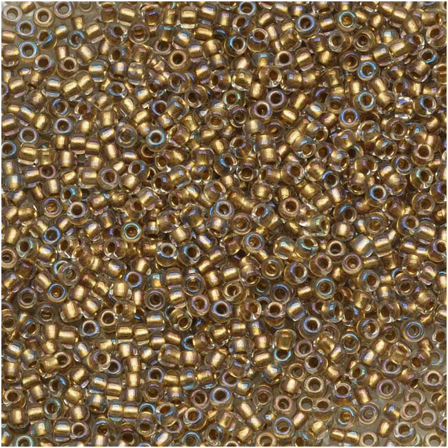 Toho Round Seed Beads 15/0 #262 'Crystal/Gold Lined' 8g