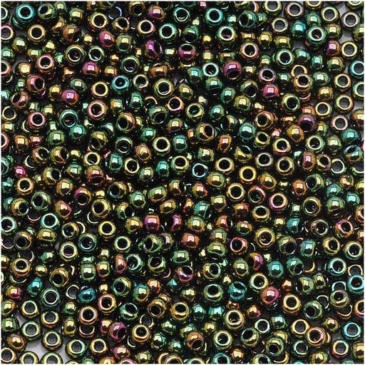 Toho Round Seed Beads 15/0 #508 'Higher Metallic Iris Olivine' 8g
