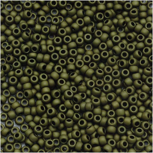Toho Round Seed Beads 15/0 #617 'Matte Dark Olivine' 8g