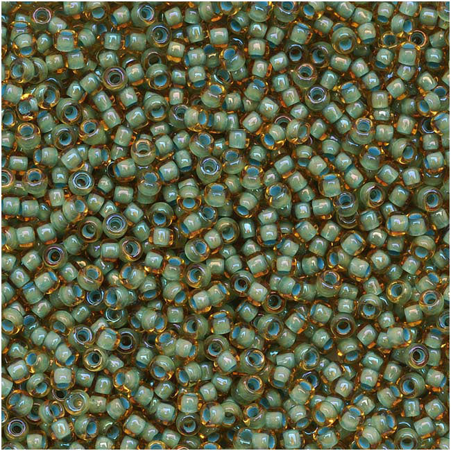 Toho Round Seed Beads 15/0 952 'Rainbow Lt Topaz/Sea Foam Lined' 8 Gram Tube