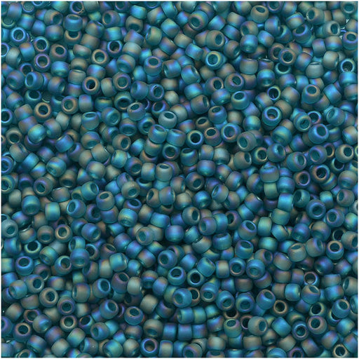Toho Round Seed Beads 15/0 #167BDF - Transparent Rainbow Frosted Teal (8 Grams)