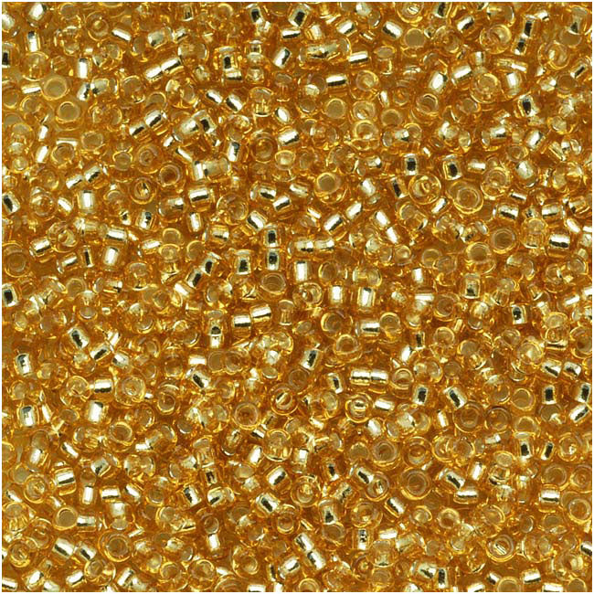 Toho Round Seed Beads 15/0 #22B 'Silver Lined Medium Topaz' 8g