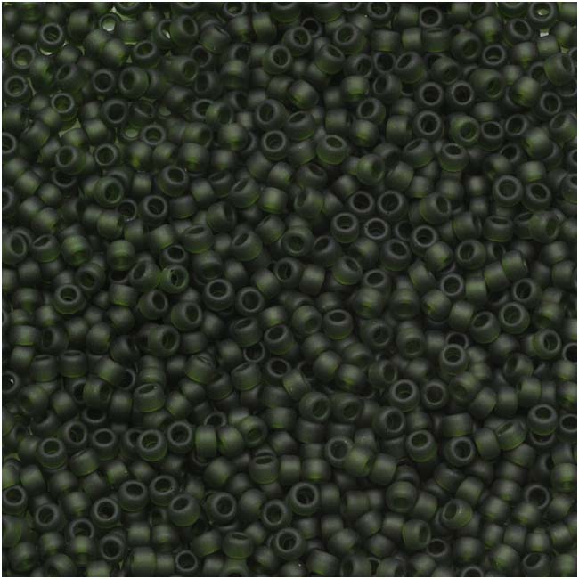 Toho Round Seed Beads 15/0 #940F 'Transparent Frosted Olivine' 8g