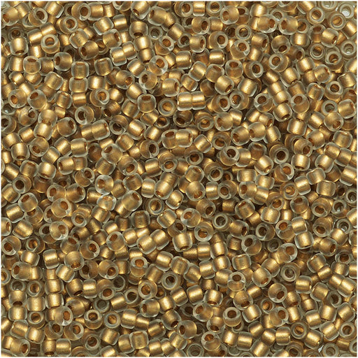 Toho Round Seed Beads 15/0 #989F - Frosted Gold-Lined Crystal (8 Grams)