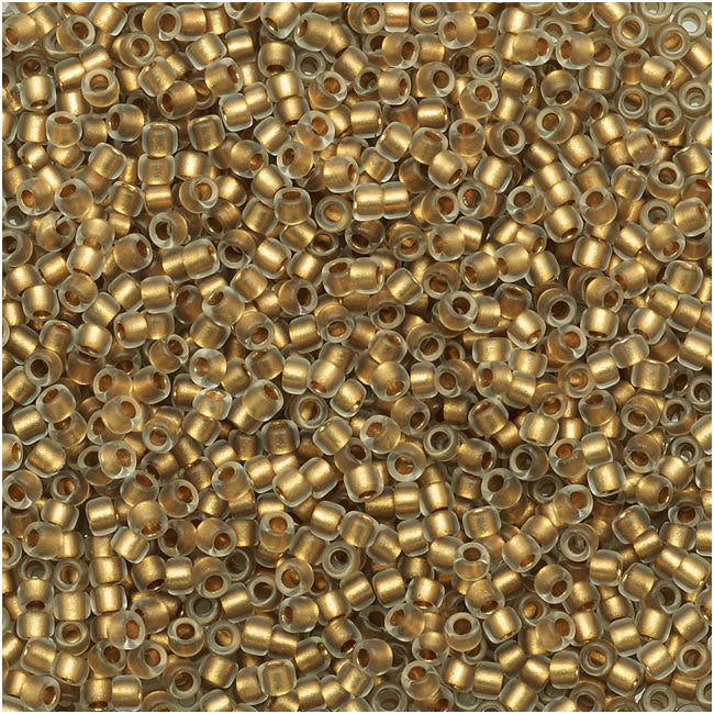 Toho Round Seed Beads 15/0 #989F - Frosted Gold-Lined Crystal (8 Grams)