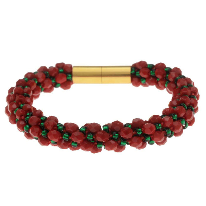 Deluxe Spiral Beaded Kumihimo Bracelet - Christmas Joy - Exclusive Beadaholique Jewelry Kit