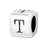 Alphabet Bead, Rounded Cube Letter "T" 5.8mm, Sterling Silver (1 Piece)