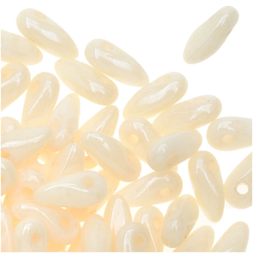 Czech Glass Mini Dagger Beads, 2.5x6mm, 10 Gram Tube, Opaque - Luster Champagne