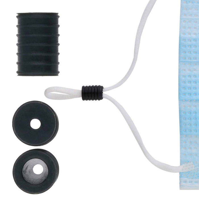 Fablastic Cord Locks for Mask Making, Cylinder 7x10mm with 1.6 & 4.5mm Holes, Black (48 Pieces)
