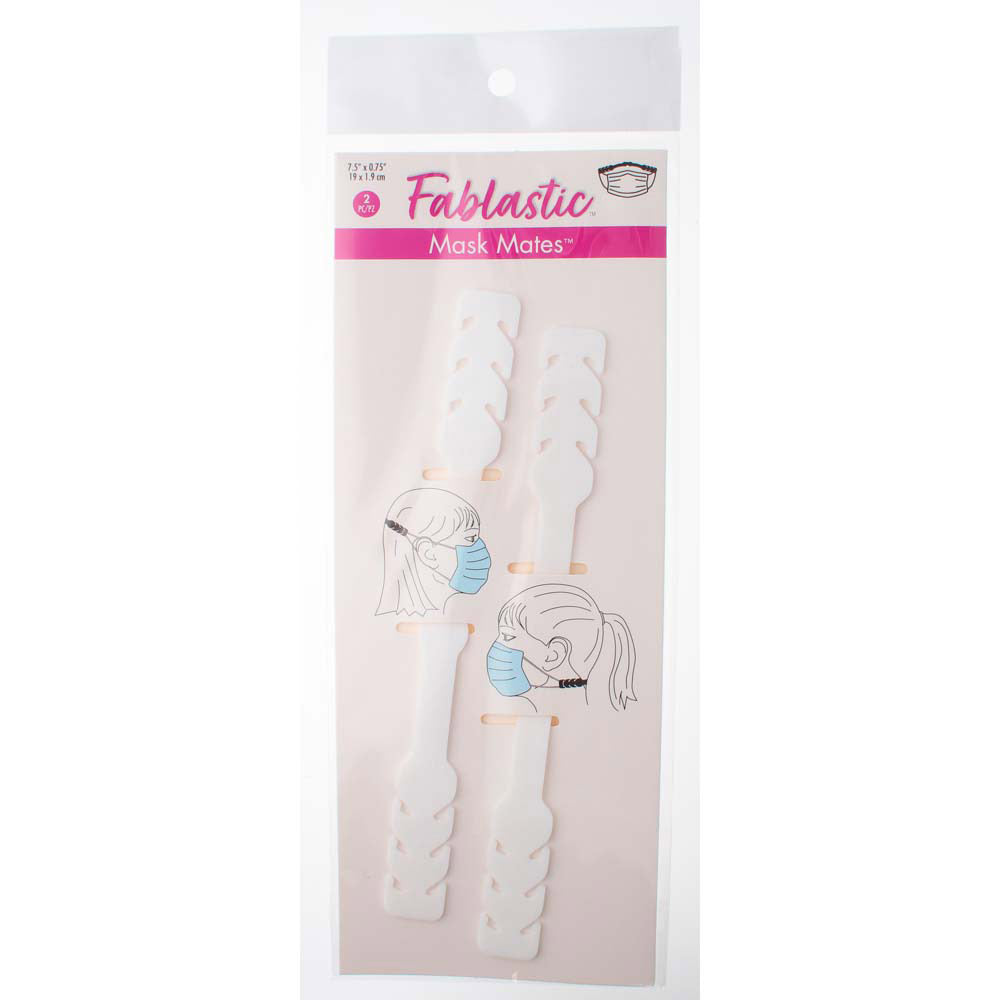 Fablastic Mask Mates Comfort Extender Accessory, 7.5" Long with 3 Adjustable Levels, White (2 Pieces)