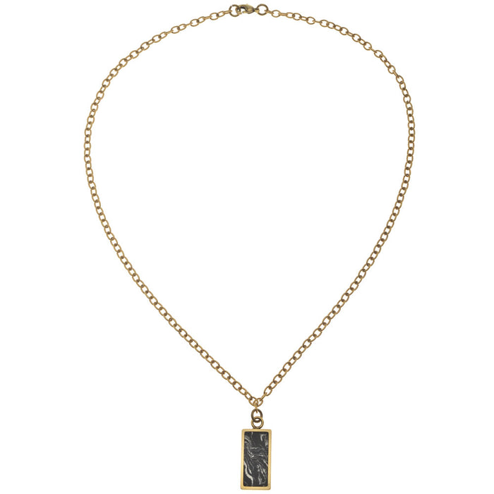 Retired - Black and White Marbled Gold Pendant Necklace