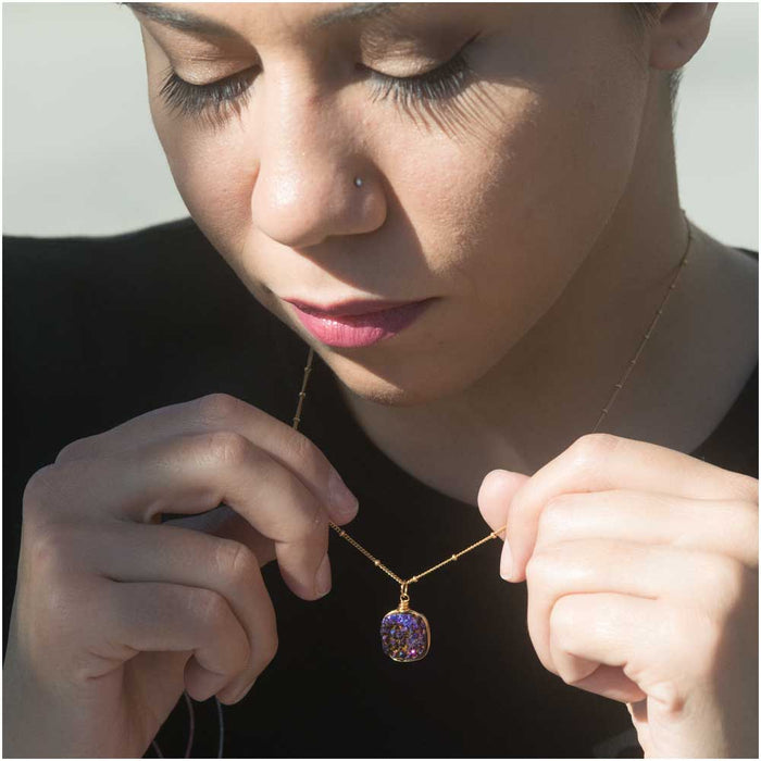 Retired - Deep Purple Druzy Necklace