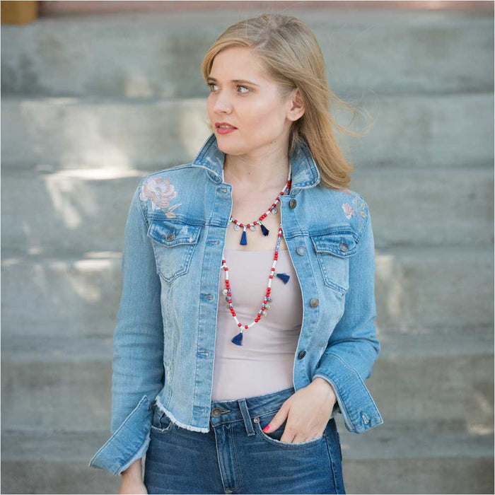 Retired - Summer Americana Tassel Necklace