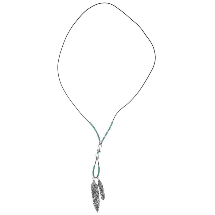 Retired - Western Winds Long Leather Feather Necklace