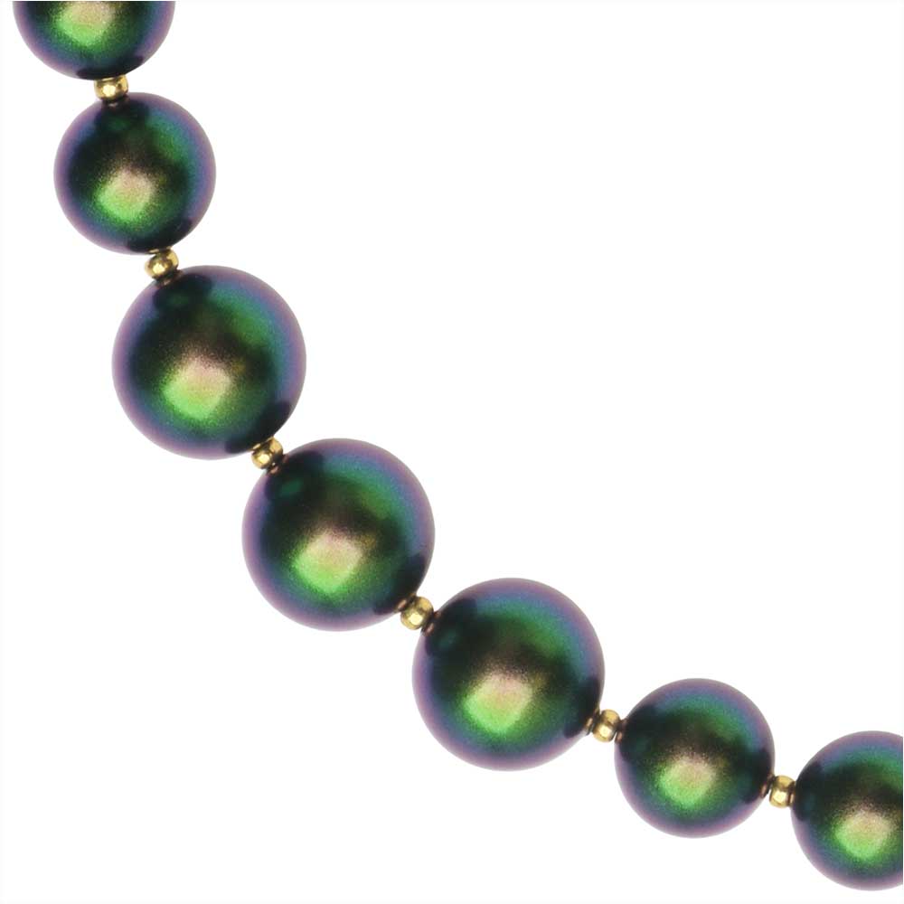 Graduated Pearl Necklace in Scarabaeus Green