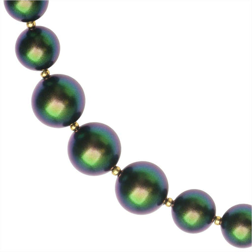 Graduated Pearl Necklace in Scarabaeus Green