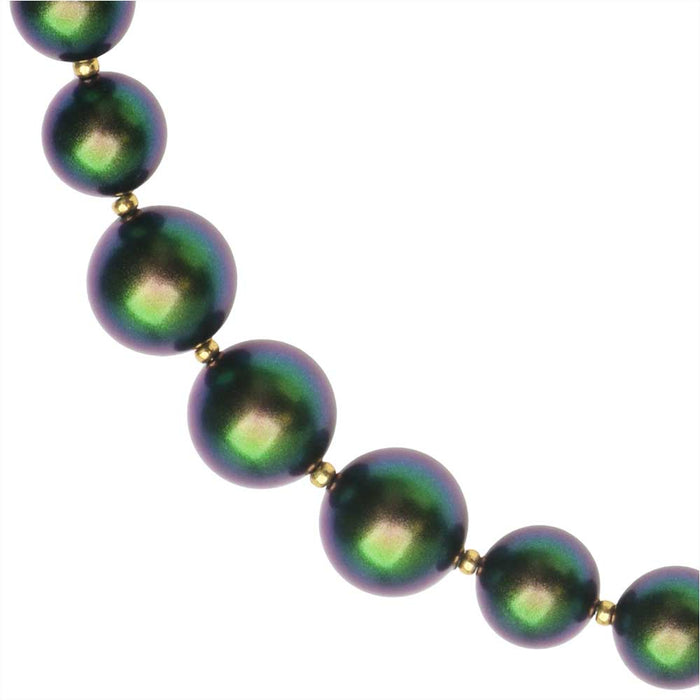 Graduated Pearl Necklace in Scarabaeus Green
