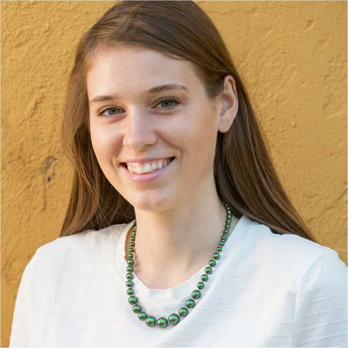 Graduated Pearl Necklace in Scarabaeus Green