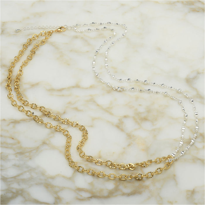 Mixed Metal Twisted Chain Necklace