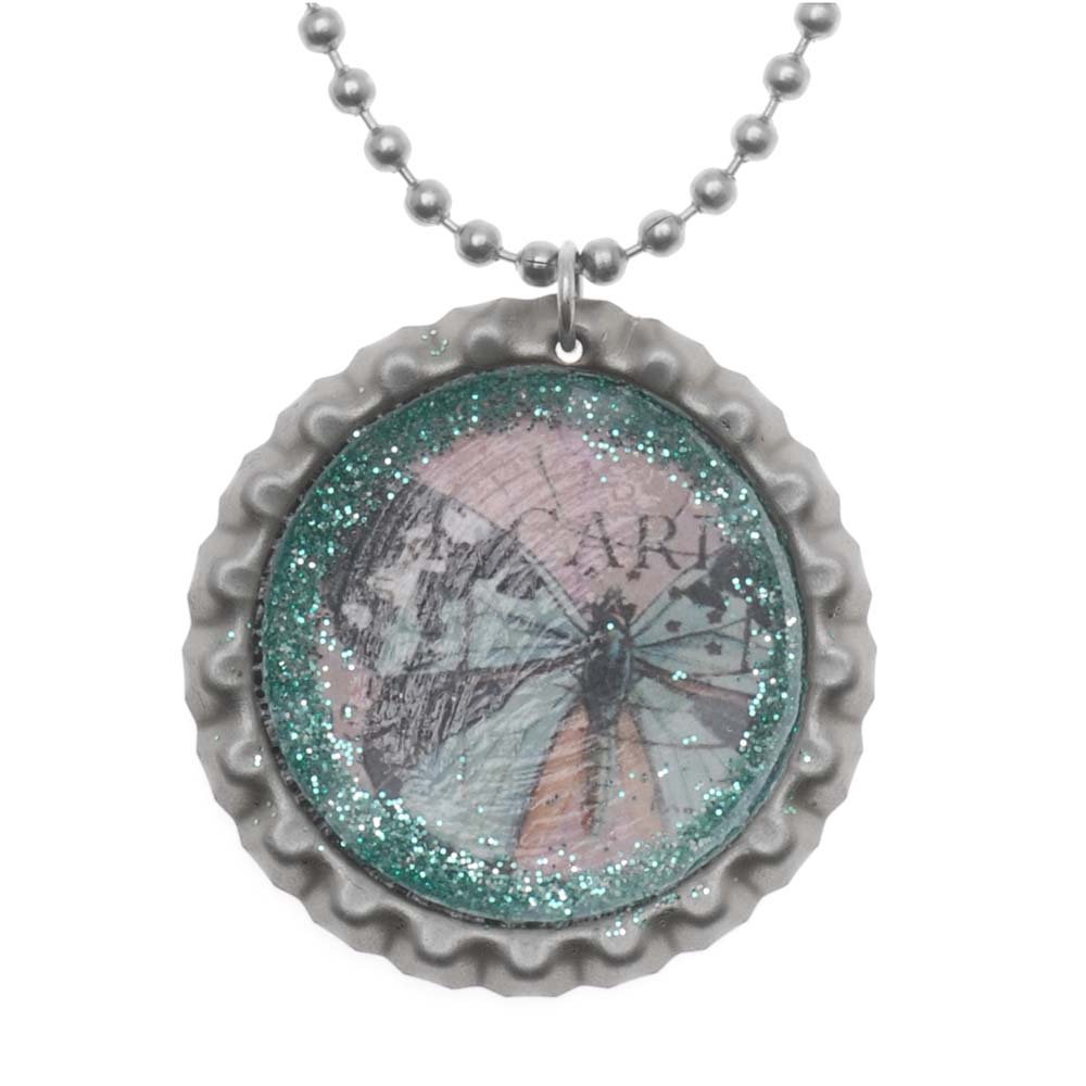 Retired - Butterfly Bottle Cap Necklace