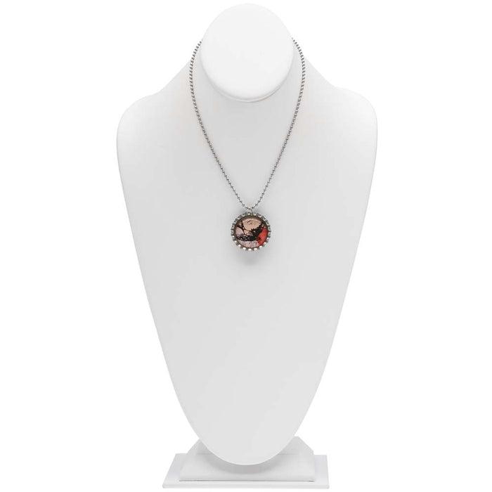 Retired - Bird in a Bottle Cap Necklace
