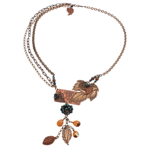 Retired - Crystal Copper Leaves Necklace