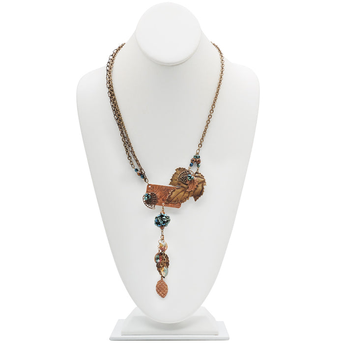 Retired - Crystal Copper Leaves Necklace