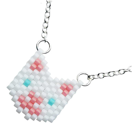 Fluffy White Kitty Cat Necklace