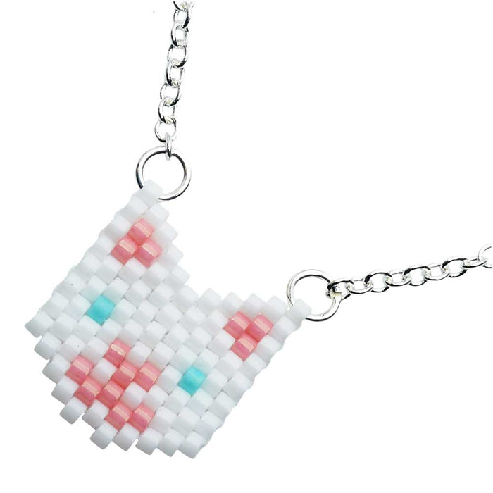 Fluffy White Kitty Cat Necklace