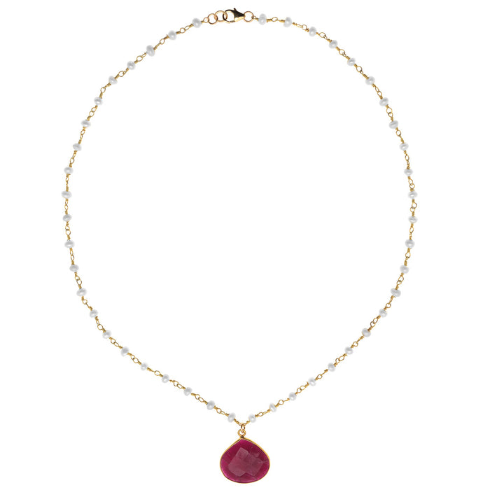 Retired - Ruby Gemstone and Pearl Necklace