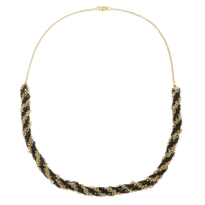 Kumihimo Braided Chain Necklace - Black & Gold