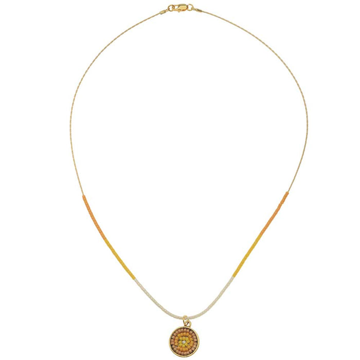 Marigold Color Blocked Medallion Necklace