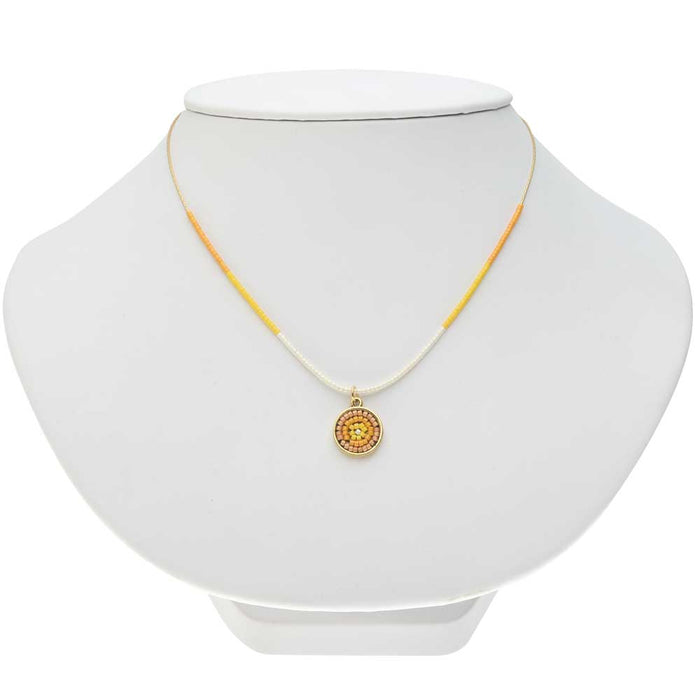 Marigold Color Blocked Medallion Necklace