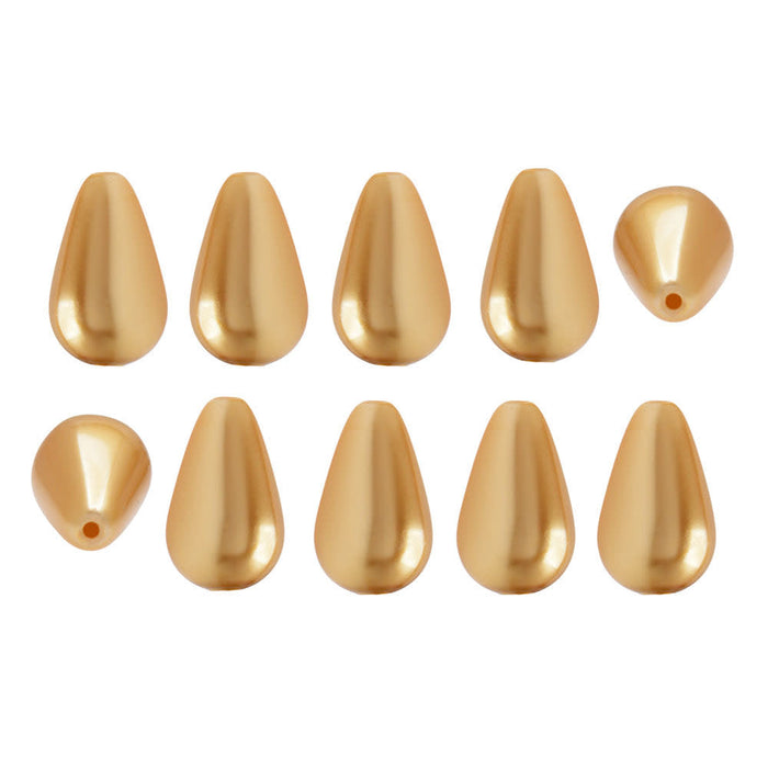 Preciosa Crystal Nacre Pearl, Pear 10x6mm, Gold (1 Piece)