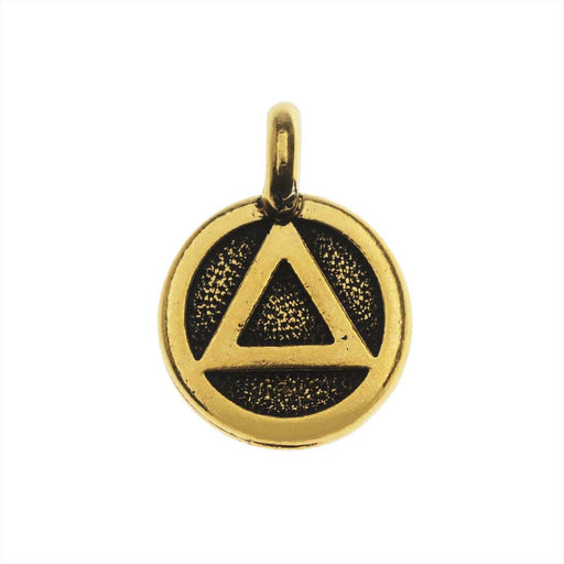 TierraCast Pewter Charm, Round Recovery Symbol 16.5x11.5mm, 1 Piece, Antiqued Gold Plated