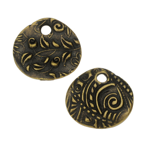TierraCast Charm, Jardin Round 15mm, Brass Oxide Finish (1 Piece)