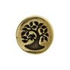 TierraCast Pewter Button, Round Bird in Tree Design 12mm Diameter, Brass Oxide (1 Piece)
