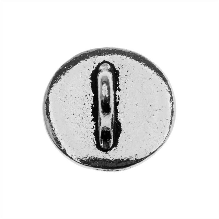TierraCast Pewter Button, Round Lotus Flower Design 12mm Diameter, Antiqued Silver Plated (1 Piece)