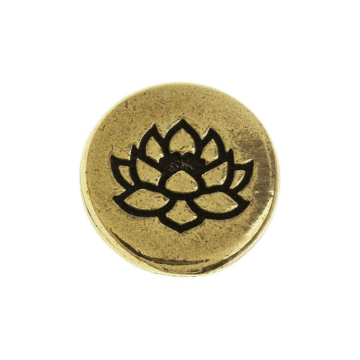 TierraCast Pewter Button, Round Lotus Flower Design 12mm Diameter, Brass Oxide (1 Piece)