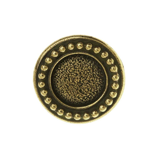 TierraCast Pewter Button, Round Beaded Bezel Design 12mm Diameter, Brass Oxide (1 Piece)