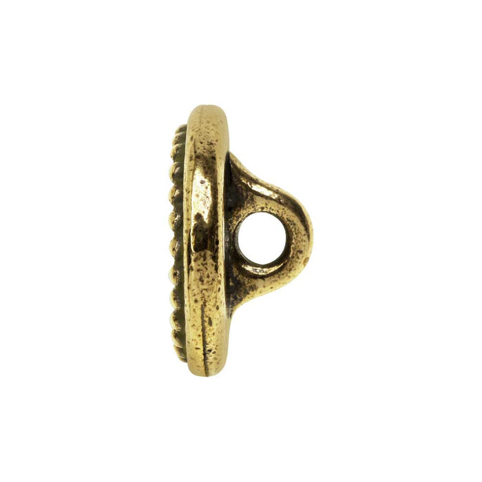 TierraCast Pewter Button, Round Beaded Bezel Design 12mm Diameter, Brass Oxide (1 Piece)