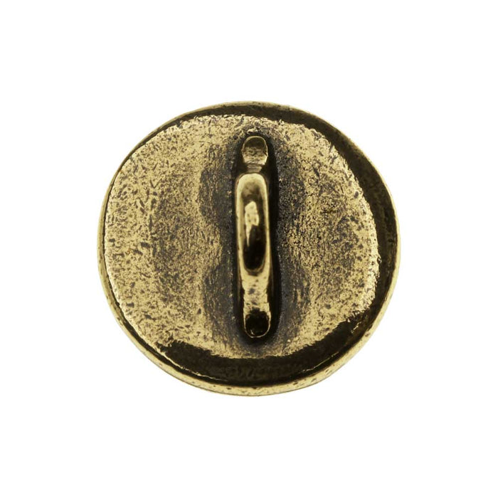 TierraCast Pewter Button, Round Beaded Bezel Design 12mm Diameter, Brass Oxide (1 Piece)
