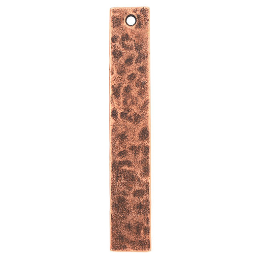 Nunn Design Blank Flat Tag, Hammered Rectangle 7.5x44.5mm, Antiqued Copper (1 Piece)