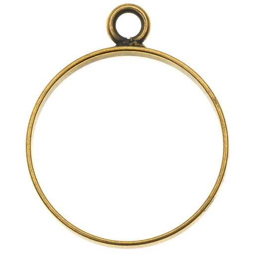 Open Back Bezel Pendant, Circle 25x30.5mm, Antiqued Gold, by Nunn Design (1 Piece)