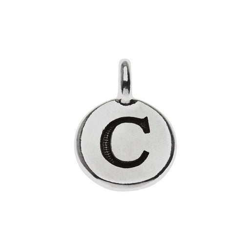 TierraCast Alphabet Charm, Uppercase Letter 'C' 16.5x11.5mm, Antiqued Silver Plated (1 Piece)