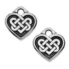 TierraCast Celtic Collection, 'Tracys' Celtic Heart Charm 13x14mm Antiqued Silver (2 Pieces)