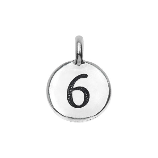 TierraCast Number Charm, Round '6' 16.5x11.5mm, 1 Piece, Antiqued Silver Plated