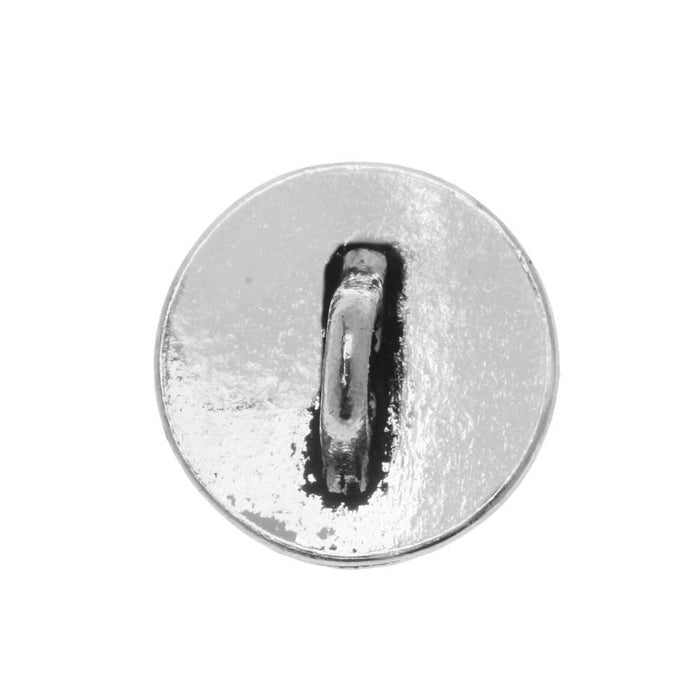 Pewter Button, Round Paw Print 12mm, Antiqued Silver Plated, By TierraCast (1 Piece)